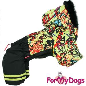 Комбинезон зимний р10 спинка 24см для мальчиков Черно-желтый граффити