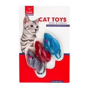 Игрушка для кошек Мышки-погремушки 3шт 12/5х3х3см натуральный мех, мик