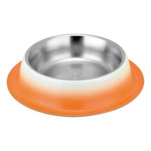 Миска металлическая с резинкой оранжевая 0,45 Зооник для собак