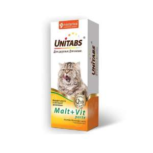 Юнитабс паста для вывода шерсти из кишечника Мальт+Вит 120мл*12 для кошек