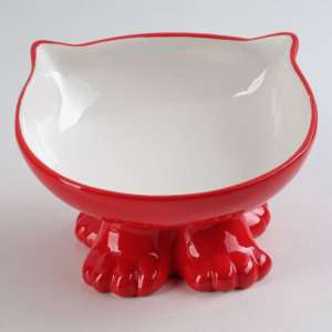 Миска керамическая «Киса» 200 мл,красная, для кошек и собак