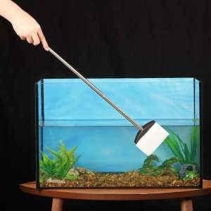 Скребок аквариумный с нержавеющей ручкой щётка 7,5*10 см длина 65см Пижон