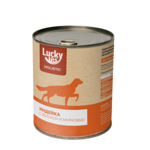 Лаки Битс/Lucky bits конс.корм д/собак индейка с яблоком и морковью 970г