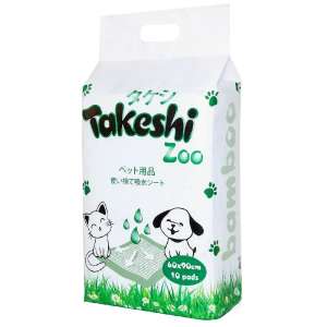 Пеленки гелевые Такеши/TAKESHI ZOO бамбуковые, с липучками 60*90 (в уп.10 шт.)*10 для кошек