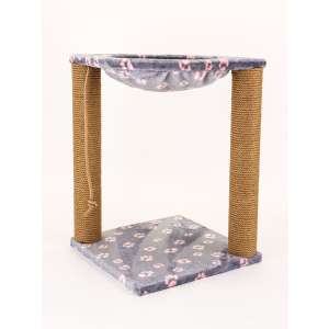 Когтеточка Зверьё Моё c гамаком, 40 х 40 х 50 см, джут, розовая пантера Пижон