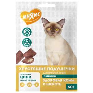 Мнямс для кошек Хрустящие подушечки с цыпленком Здоровые зубы 60 г.