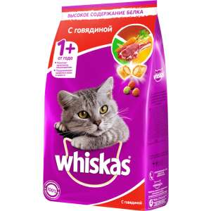 Вискас/Whiskas 1,9кг корм для кошек подушечки паштет говядина*4
