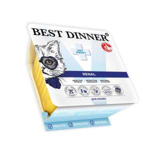 Бест Диннер VetProfi Renal конс для кошек с хронической почечной недос. Паштет с ягненком 100 гр*14