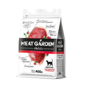 Мит Гарден/Meat Garden Prophylactic корм для кошек стери профилакт МКБ Утка/Клюква/Брусника 400гр*20