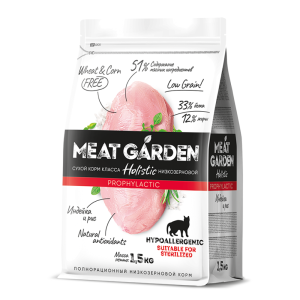 Мит Гарден/Meat Garden Prophylactic корм для кошек стерил чувствительное пищеварение Индейка 1,5кг