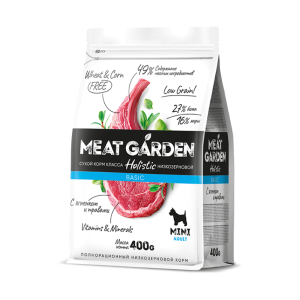 Мит Гарден/Meat Garden Basic Низкозерновой корм для собак мелких пород Ягненок с травами 400гр для собак