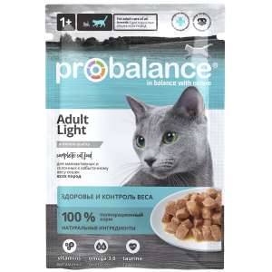 Пробаланс/Probalance Light пауч корм для кошек контроль веса 85гр*28 для кошек