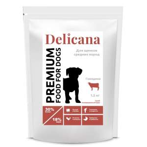 Деликана/Delicana корм для щенков средних пород Говядина 1,5кг*6
