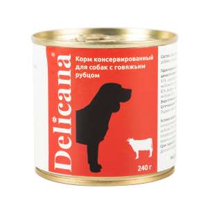 Деликана/Delicana конс. корм для собак Рубец говяжий 240гр*12 для собак