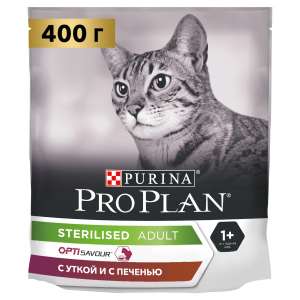Про План/Pro Plan 400гр корм для кошек Sterilised стерилизованных/кастр Утка/печень для кошек