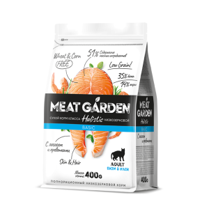 Мит Гарден/Meat Garden Basic Низкозерновой корм для кошек Лосось/Креветки 400гр