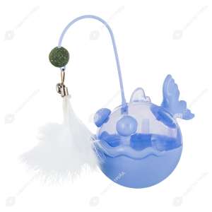 Игрушка для кошек Кит-кормушка с дразнилкой Перо, мятный шарик и колокольчик, 17х16х9см