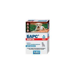 Барс форте капли  для щенков (в уп 4 пип) от блох,клещей,вшей,власоедов (ДВ фипронил)