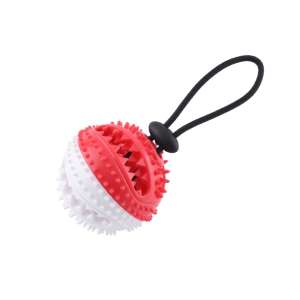 Игрушка для собак Мяч d=7.5см с шипами и отверстиями для лакомств с ручкой l=13см