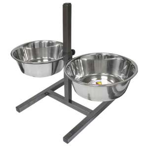Подставка + 2 миски металлические 2*4л регулируемая квадратная металлик Зооник для собак