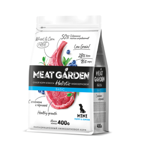 Мит Гарден/Meat Garden Basic Низкозерновой корм для щенков мелких пород Ягненок/Черника 400гр для собак