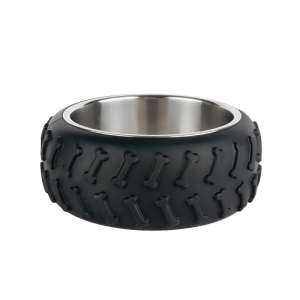 Миска металлическая с силиконовым основанием в виде колеса 700мл черный WF89009 Штефан/STEFAN для собак