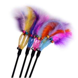 Игрушка для кошек дразнилка деревянные шарики с перьями 63см в ассортименте LION