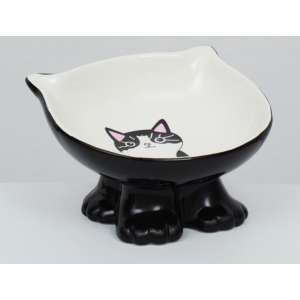 Миска керамическая «Киса» 200 мл, чёрная, для кошек и собак