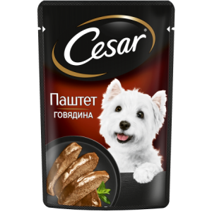 Цезарь/Cesar пауч 80гр корм для собак Говядина, паштет*28