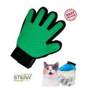 Перчатка массажная для вычесывания шерсти зеленая 23*17см PMG-1201GR Штефан/Stefan для кошек
