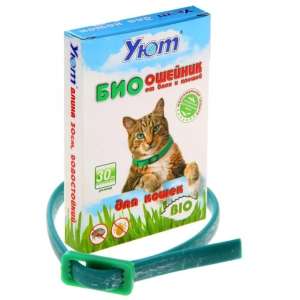 Уют Био ошейник для кошек от блох и клещей, комаров цветной 30см*120