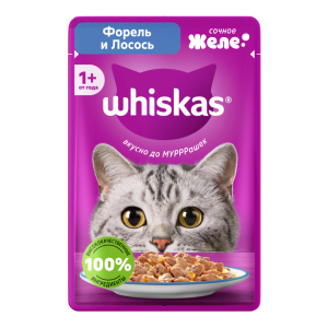 Вискас/Whiskas 75гр корм для кошек желе форель/лосось