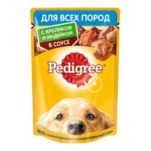 Педигри/Pedigree 85гр пауч корм для собак кролик/индейка*28  для собак