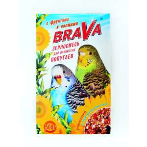 Брава/BraVa корм для волнистых попугаев фрукты/овощи 500гр*14
