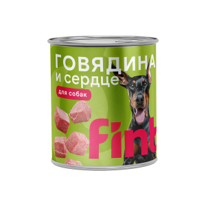 ФИНТ/FINT корм для собак крупных пород с говядиной и сердцем, в консервах 850 г*6
