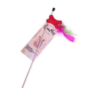 Игрушка для кошек дразнилка удочка для кошек Фетрики с перьями 45см LION