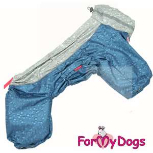 Дождевик для собак для мальчиков р14 спинка 30см голубой серебро Formydogs