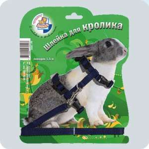 Комплект для кроликов шлейка + поводок 1,5м*10мм стропа на блистере Зооник