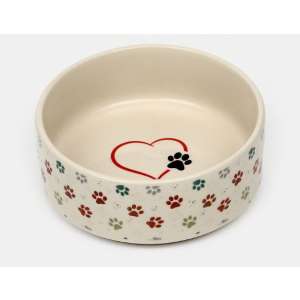 Миска керамическая «Яркие Лапки»200 мл,бежевая, для кошек и собак
