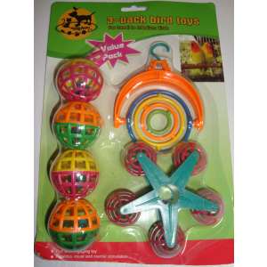 Игрушка для птиц Подвес 4 шара+звезда+кольца №1-pack bird toys