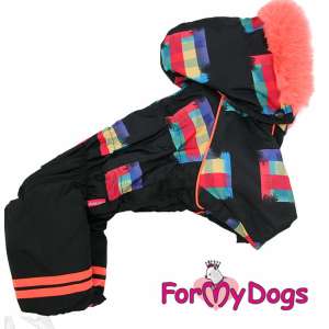 Комбинезон для девочек р22 спинка 42см черно-оранжевый графический