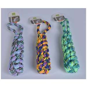 Игрушка для собак канатная Палка-апорт с ручкой 30х4см, микс