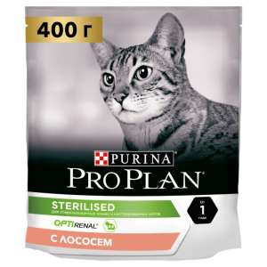 Про План/Pro Plan 400гр корм для кошек Sterilised стерилизованных/кастр Лосось для кошек