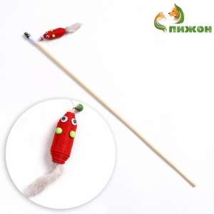 Игрушка для кошек дразнилка Мышь фетр с норковым хвостом цвет в ассортименте Пижон