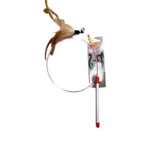 Игрушка для кошек дразнилка Перья 13см съемные с колокольчиком на палочке l=80см с декором, микс