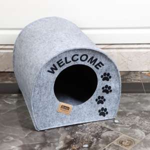Домик для животных «Будка WELCOME», 33×33×45 см, войлок, серый
