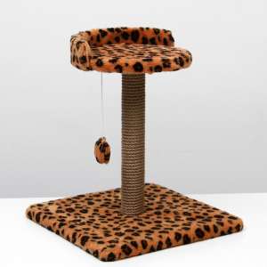 Когтеточка малая "Арена" с игрушкой, 40х40х55 см, джут, леопард Пижон